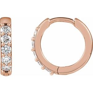 14K Rose Gold 1/4 CTW Lab-Grown Diamond Hinged 12.5 mm Hoop Earrings