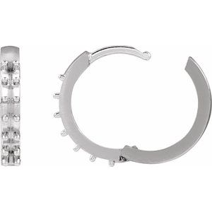 Platinum 2 mm Round Accented 15 mm Hoop Earring Mounting – image 3