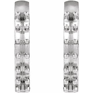 14K White Gold 2 mm Round Accented 15 mm Hoop Earring Mounting – image 2