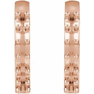 14K Rose Gold 1.3 mm Round Accented 15 mm Hoop Earring Mounting – image 2