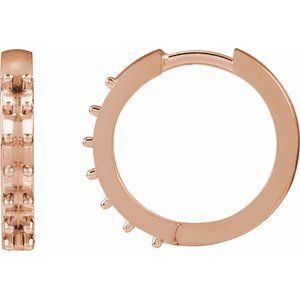 14K Rose Gold 1.3 mm Round Accented 15 mm Hoop Earring Mounting