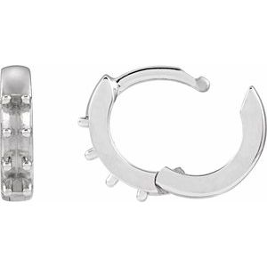 Sterling Silver 2 mm Round Accented 10 mm Hoop Earring Mounting – image 3