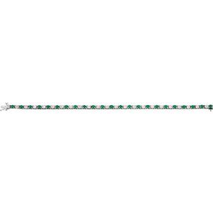 14K White Gold Natural Emerald & 2 1/3 CTW Natural Diamond Line 7"  Bracelet – image 3