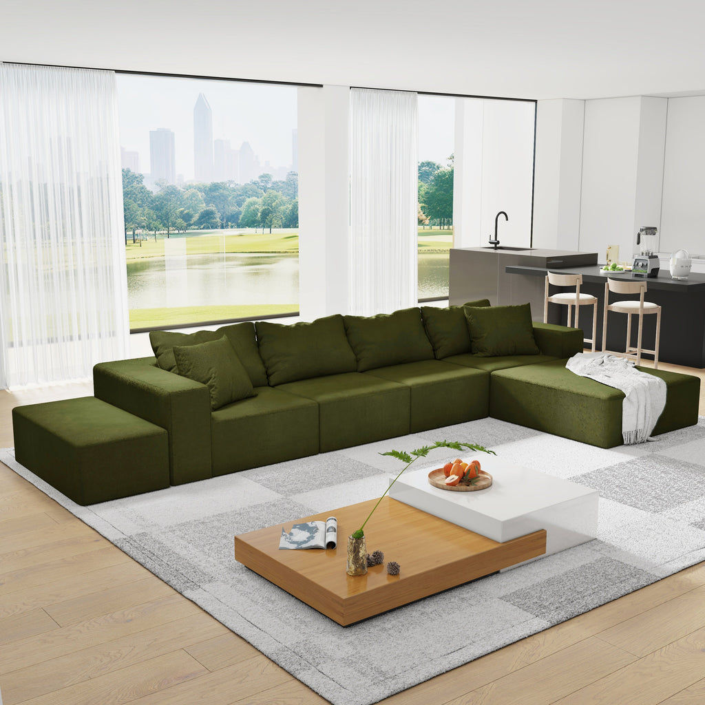 Modern Upholstered Sectional Sofa Couch Set,Modular 132' L Shaped Sectional Living Room Sofa Set With 6 Pillows,Free Combination Sofa Couch for Living Room,Bedroom