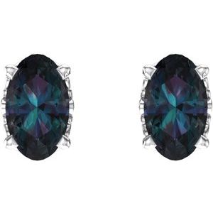14K White Gold Lab-Grown Alexandrite Earrings – image 2