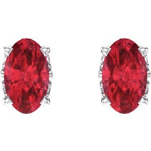 14K White Gold Lab-Grown Ruby Earrings – image 2