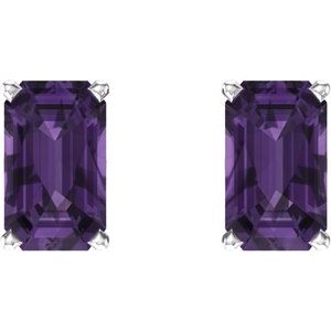 14K White Gold Natural Amethyst Earrings – image 2