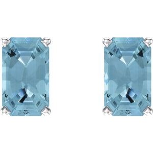 14K White Gold Natural Aquamarine Earrings – image 2