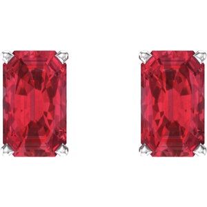14K White Gold Lab-Grown Ruby Earrings – image 2