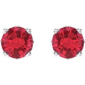 14K White Gold Lab-Grown Ruby Scroll Setting® Stud Earrings – image 2