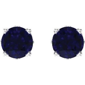 14K White Gold Lab-Grown Blue Sapphire Scroll Setting® Stud Earrings – image 2