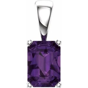 14K White Gold Natural Amethyst Pendant