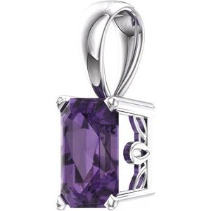 14K White Gold Natural Amethyst Pendant