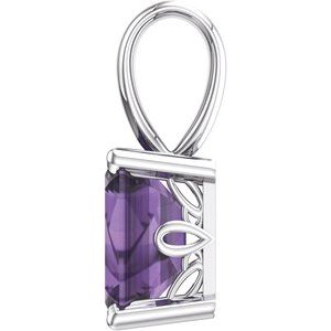 14K White Gold Natural Amethyst Pendant