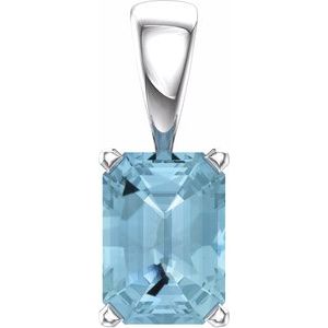 14K White Gold Natural Aquamarine Pendant