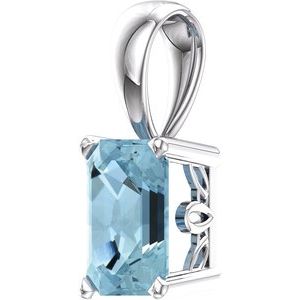 14K White Gold Natural Aquamarine Pendant