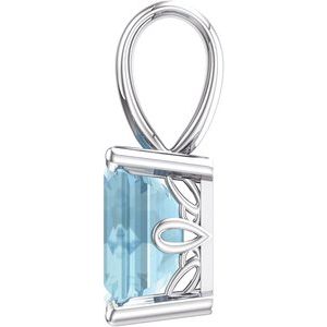 14K White Gold Natural Aquamarine Pendant