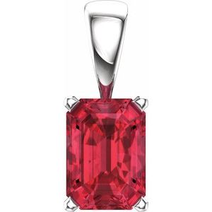 14K White Gold Lab-Grown Ruby Pendant