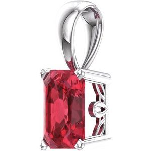14K White Gold Lab-Grown Ruby Pendant