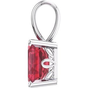 14K White Gold Lab-Grown Ruby Pendant