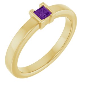 14K Yellow Gold Natural Amethyst Family Stackable Ring