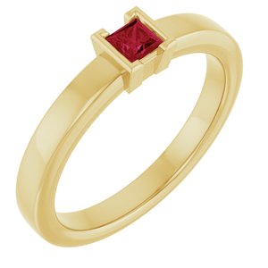 14K Yellow Gold Lab-Grown Ruby Family Stackable Ring