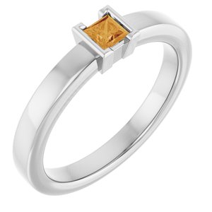 Sterling Silver Natural Citrine Family Stackable Ring