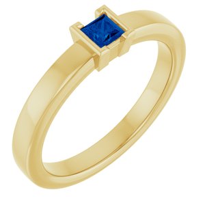 14K Yellow Gold Natural Blue Sapphire Family Stackable Ring