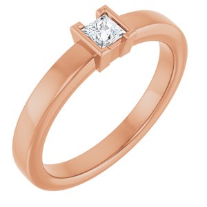 14K Rose Gold Natural White Sapphire Family Stackable Ring