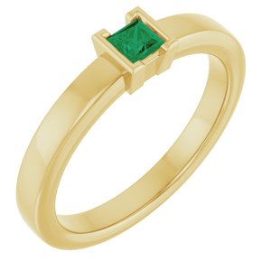 14K Yellow Gold Natural Emerald Family Stackable Ring