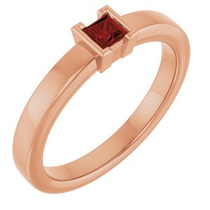 14K Rose Gold Natural Mozambique Garnet Family Stackable Ring