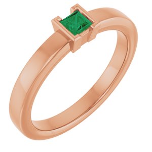 14K Rose Gold Lab-Grown Emerald Family Stackable Ring