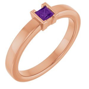 14K Rose Gold Natural Amethyst Family Stackable Ring