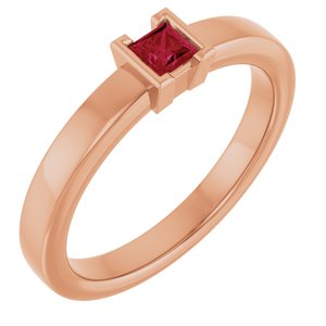 14K Rose Gold Lab-Grown Ruby Family Stackable Ring