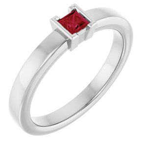 Sterling Silver Natural Ruby Family Stackable Ring