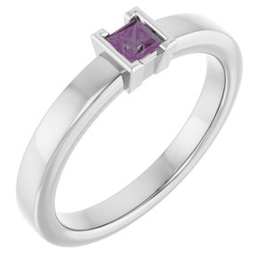 14K White Gold Lab-Grown Alexandrite Family Stackable Ring