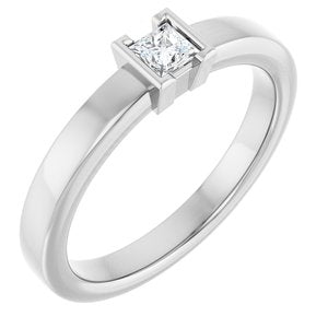 14K White Gold 1/6 CT Natural Diamond Family Stackable Ring