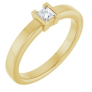 14K Yellow Gold 1/6 CT Natural Diamond Family Stackable Ring