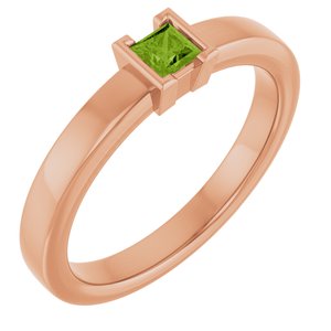 14K Rose Gold Natural Peridot Family Stackable Ring