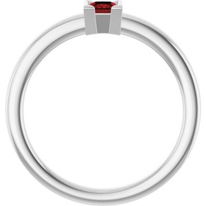 Sterling Silver Natural Mozambique Garnet Family Stackable Ring
