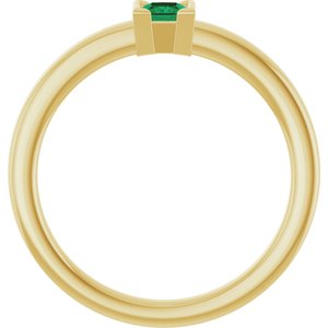 14K Yellow Gold Natural Emerald Family Stackable Ring