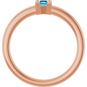14K Rose Gold Natural Aquamarine Family Stackable Ring