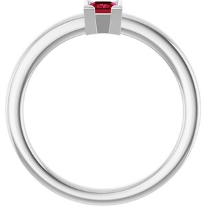 14K White Gold Lab-Grown Ruby Family Stackable Ring