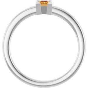 14K White Gold Natural Citrine Family Stackable Ring