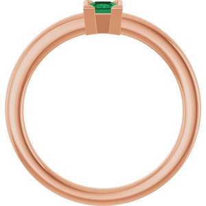 14K Rose Gold Lab-Grown Emerald Family Stackable Ring