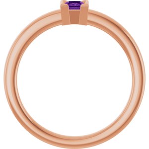 14K Rose Gold Natural Amethyst Family Stackable Ring