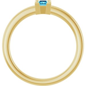 14K Yellow Gold Natural Aquamarine Family Stackable Ring