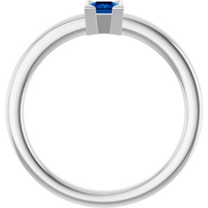 Sterling Silver Lab-Grown Blue Sapphire Family Stackable Ring