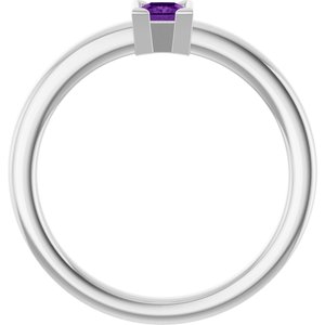 Sterling Silver Natural Amethyst Family Stackable Ring