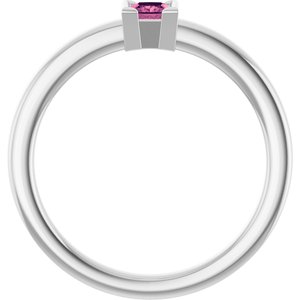 Sterling Silver Natural Pink Tourmaline Family Stackable Ring